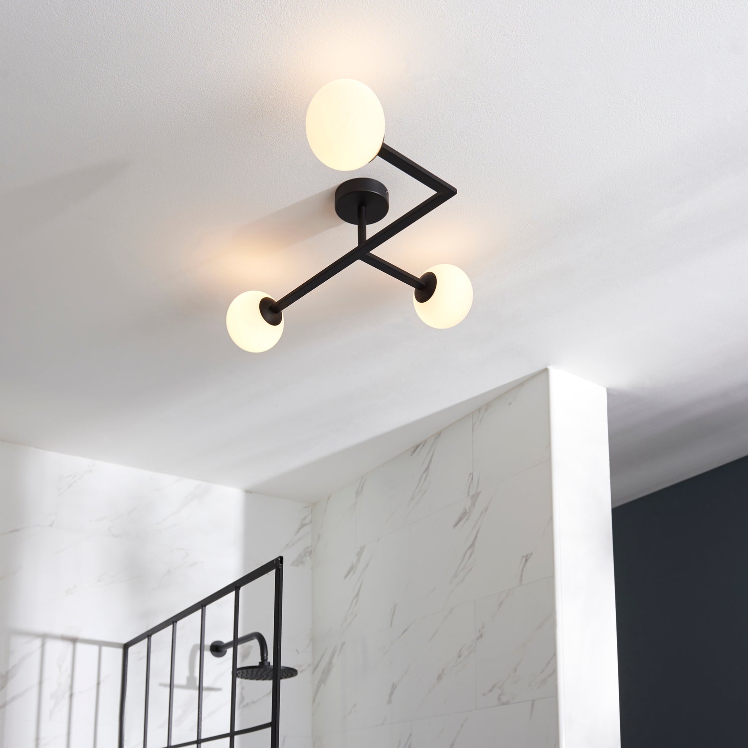 Skeena 3Lt Semi-Flush Ceiling Light Matt Black - Comet Lighting