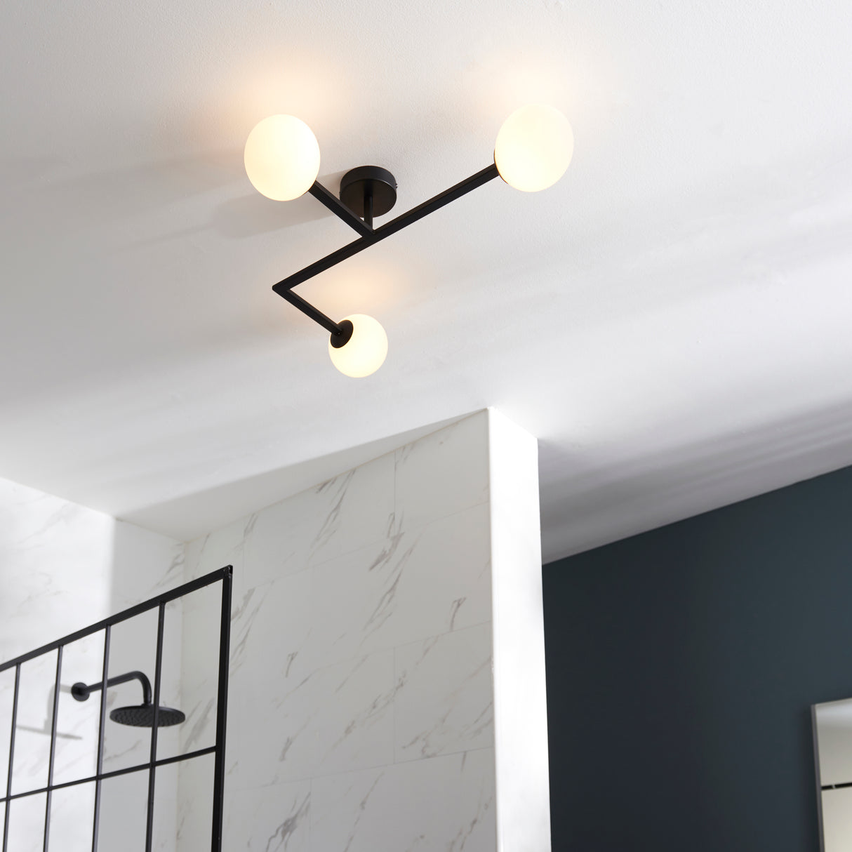 Skeena 3Lt Semi-Flush Ceiling Light Matt Black - Comet Lighting