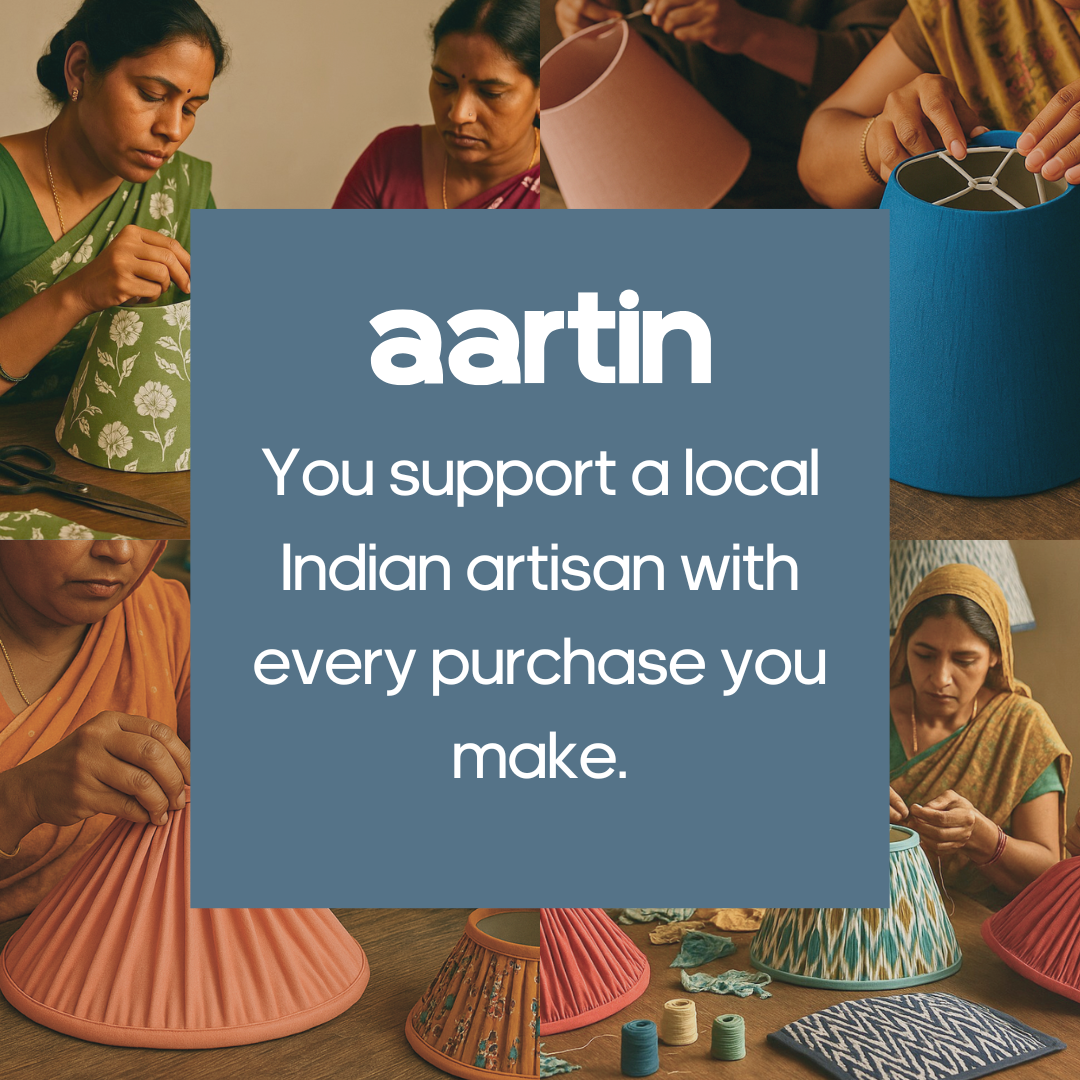 AARTIN EMPIRE GATHERED LAMPSHADE IN BLUE SILK