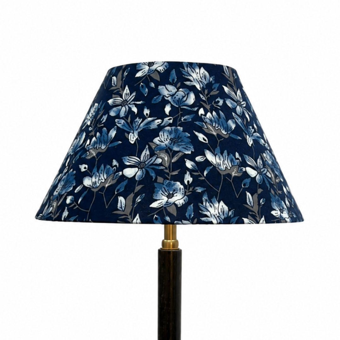 AARTIN 30 CM Indigo Blooms Cotton Lampshade - Empire ( Shade Only )