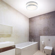Searchlight 2 Light Flush Glass Shade Chrome Trim - Comet Lighting