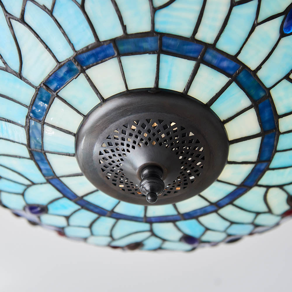Dragonfly Blue Medium 2-Light Flush Ceiling Light - Comet Lighting