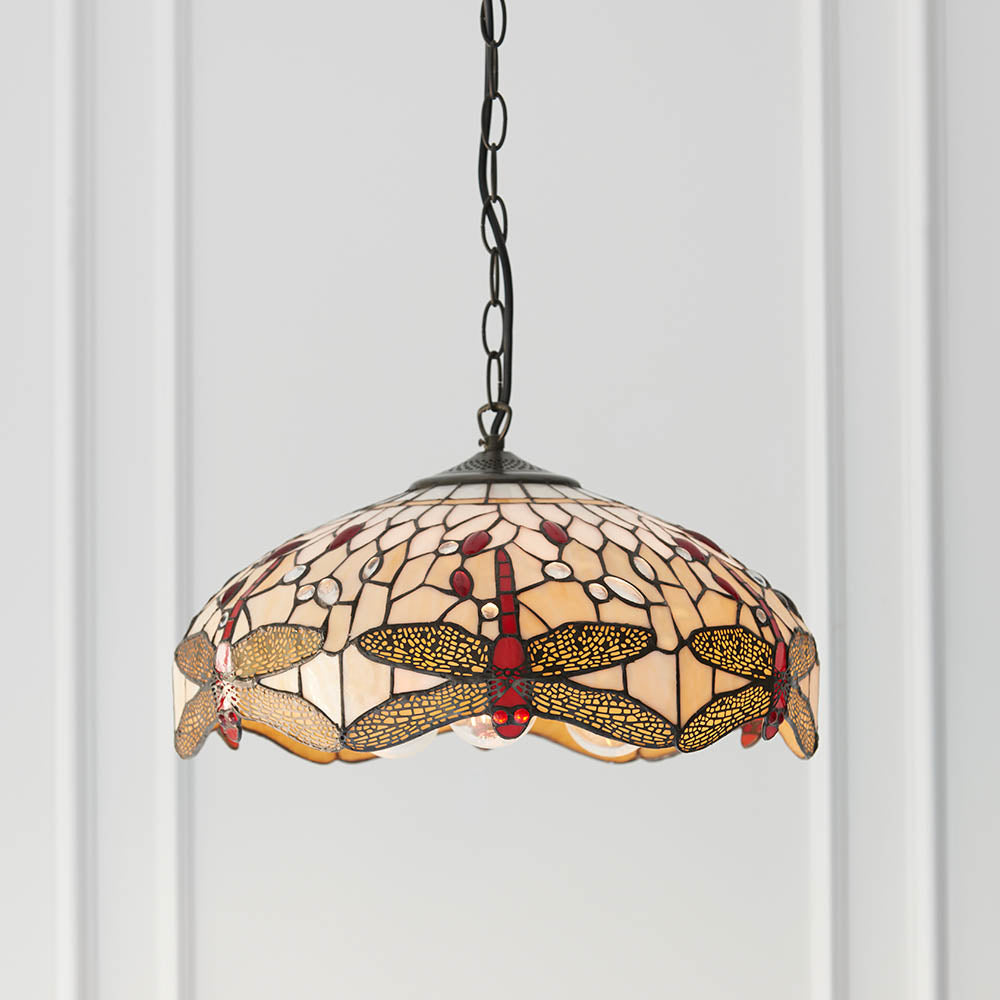 Dragonfly Beige Medium 3-Light Pendant Ceiling Light - Comet Lighting