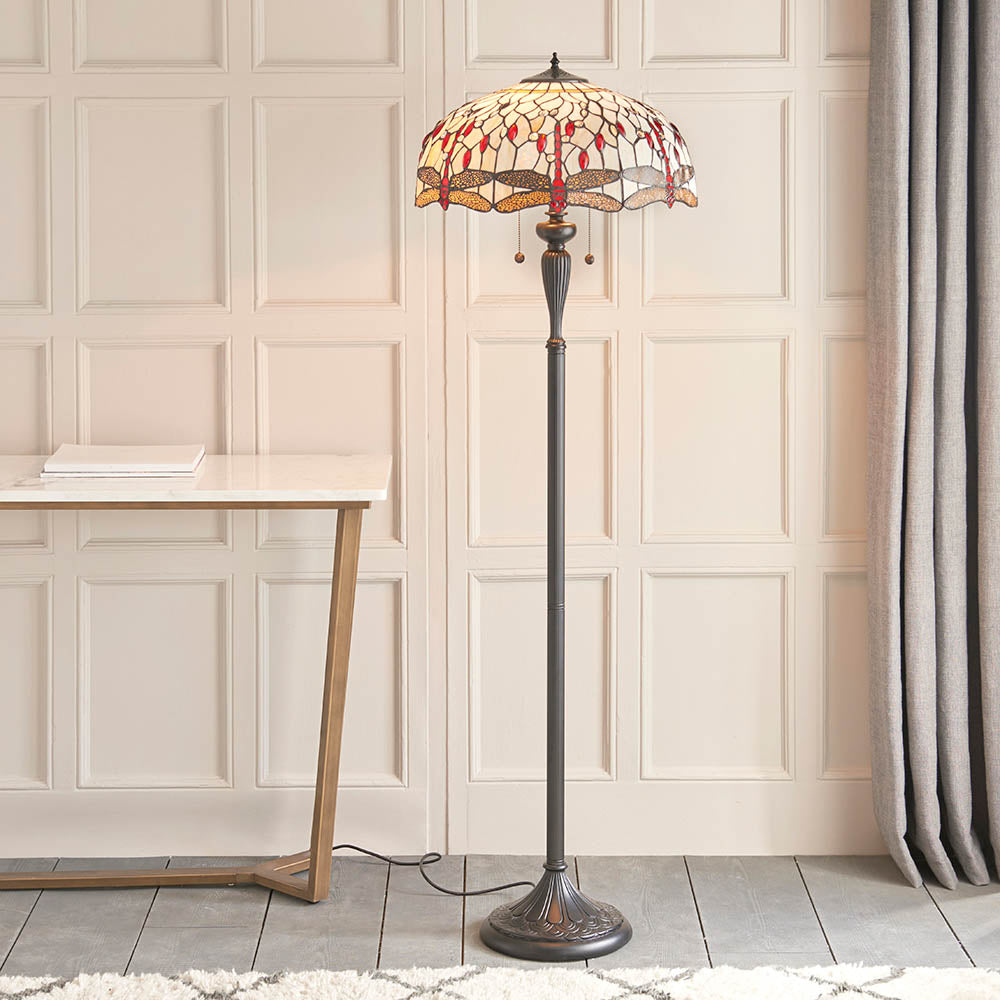 Dragonfly Beige 2-Light Floor Lamp - Comet Lighting