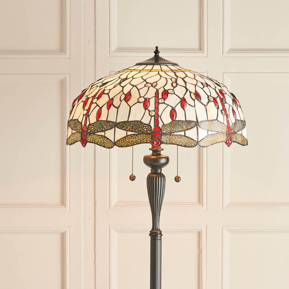Dragonfly Beige 2-Light Floor Lamp - Comet Lighting