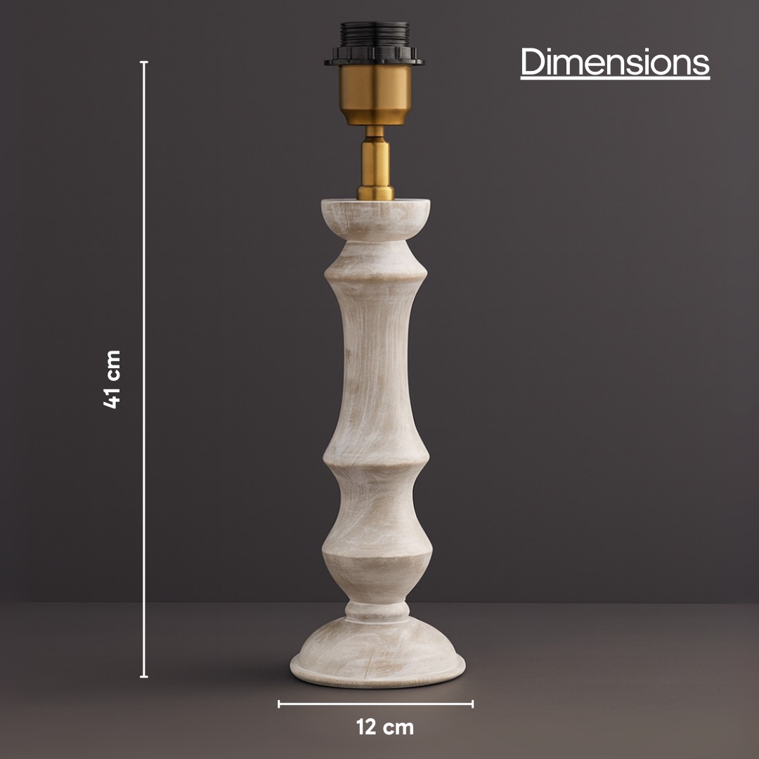 AARTIN ELIZA TABLE LAMP IN WOOD WITH WHITEWASH FINISH (BASE ONLY)