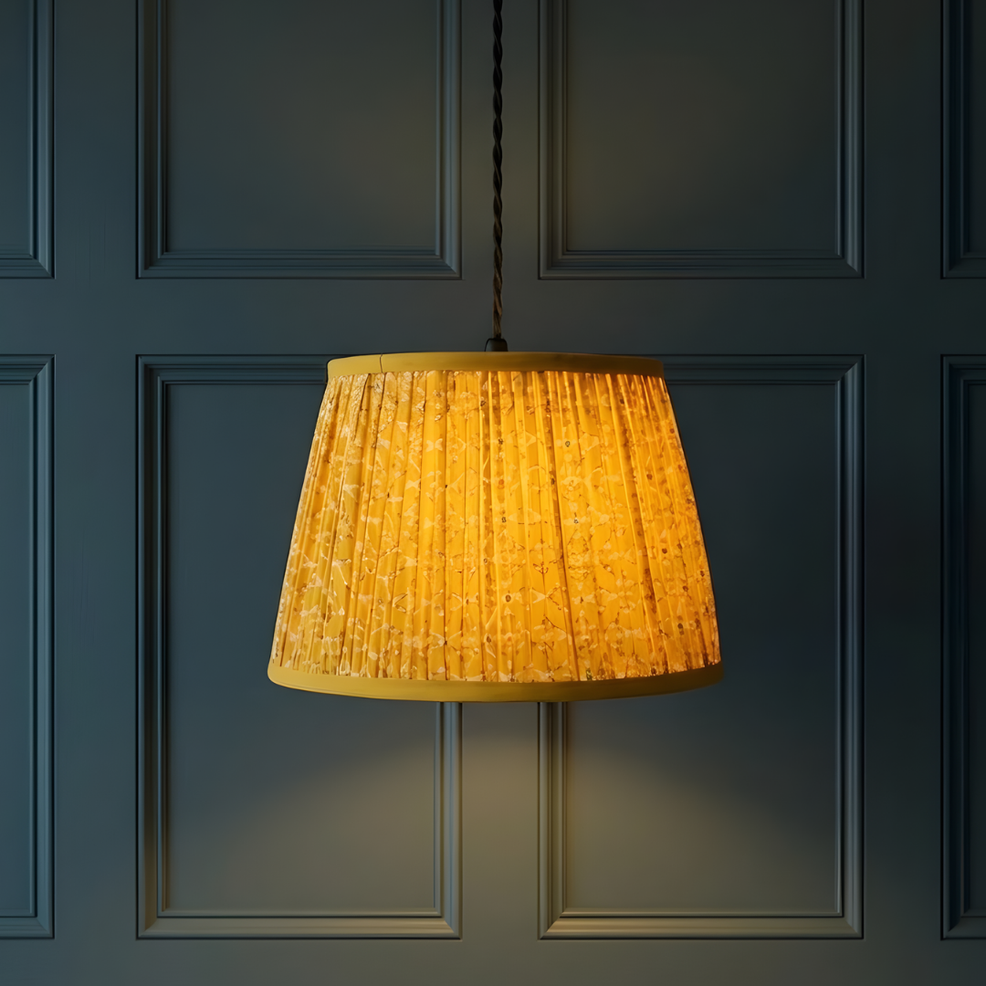 AARTIN 35 CM Golden Circuit Cotton Gathered Lampshade - Straight Empire ( Shade Only )