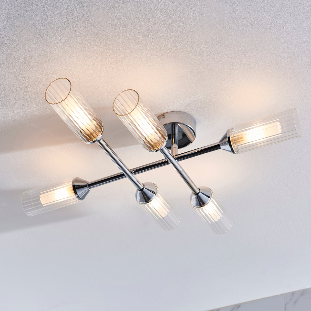 Wensum 6Lt Semi-Flush Ceiling Light Chrome - Comet Lighting
