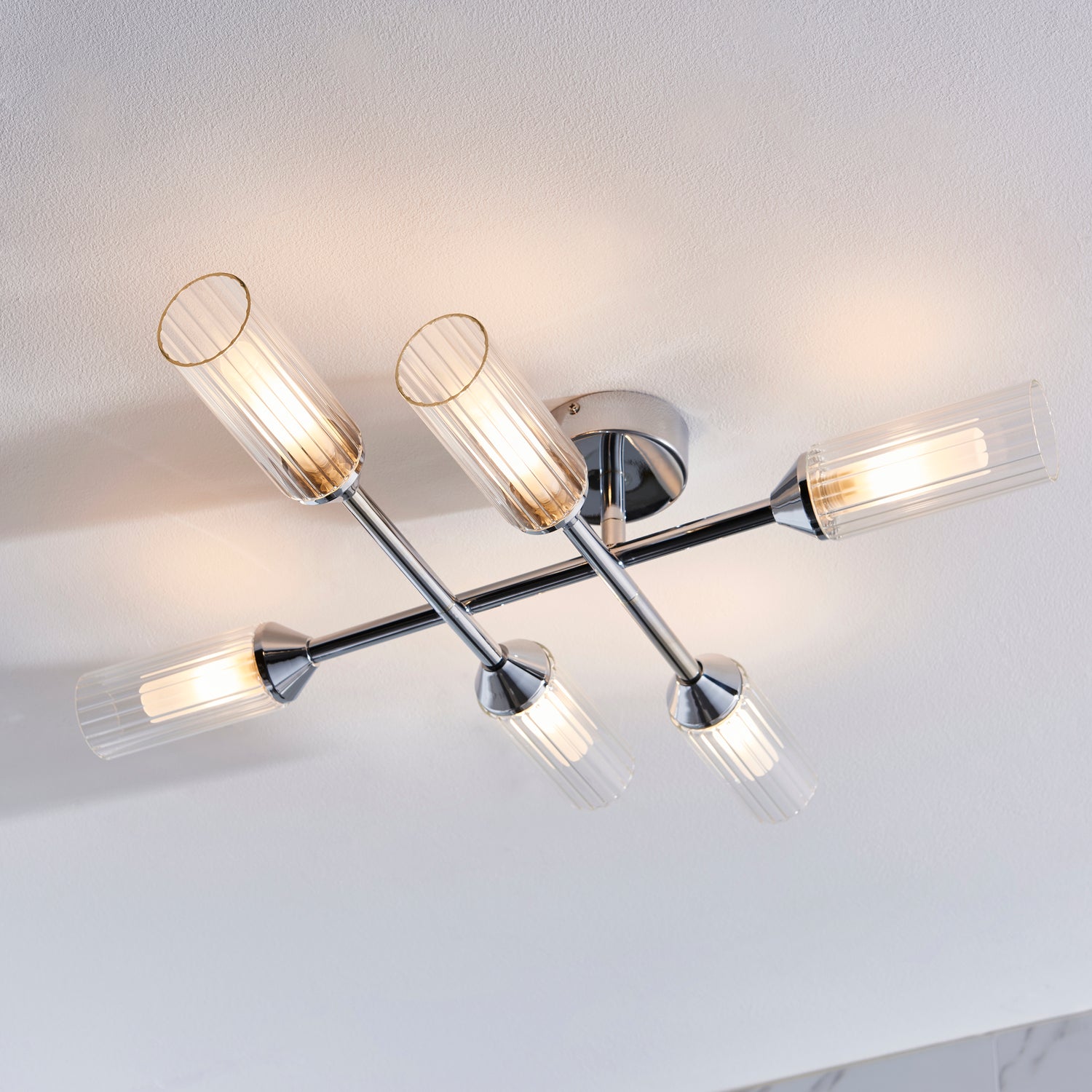 Wensum 6Lt Semi-Flush Ceiling Light Chrome - Comet Lighting