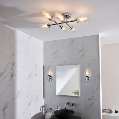Wensum 6Lt Semi-Flush Ceiling Light Chrome - Comet Lighting