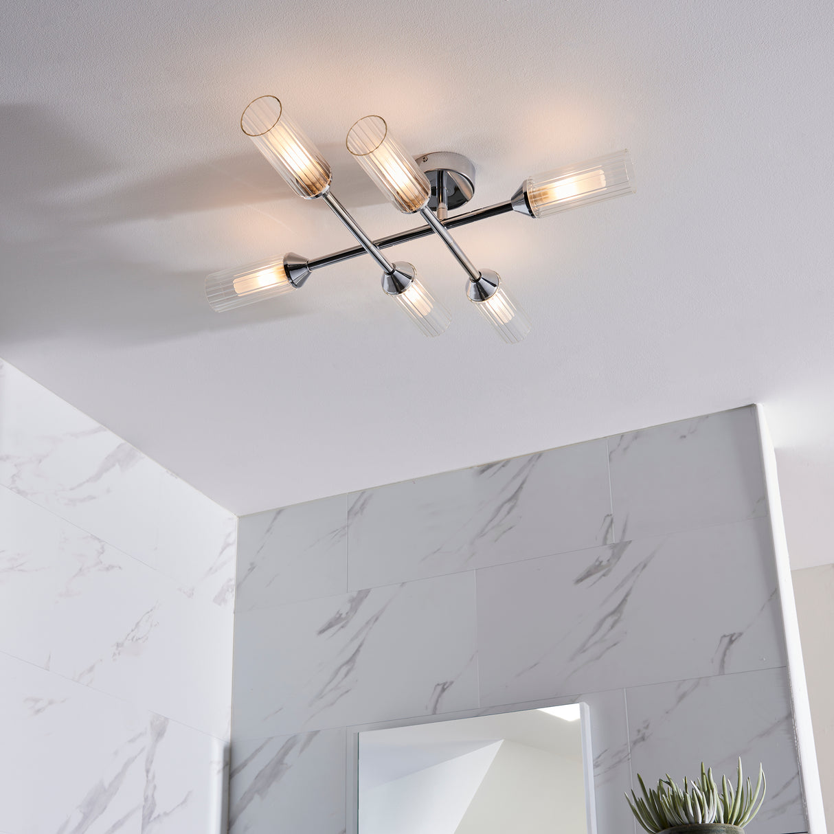 Wensum 6Lt Semi-Flush Ceiling Light Chrome - Comet Lighting