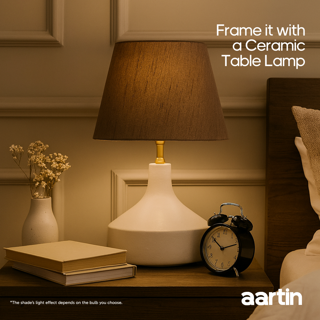 AARTIN STRAIGHT EMPIRE ROLLED LAMPSHADE IN TAUPE SILK