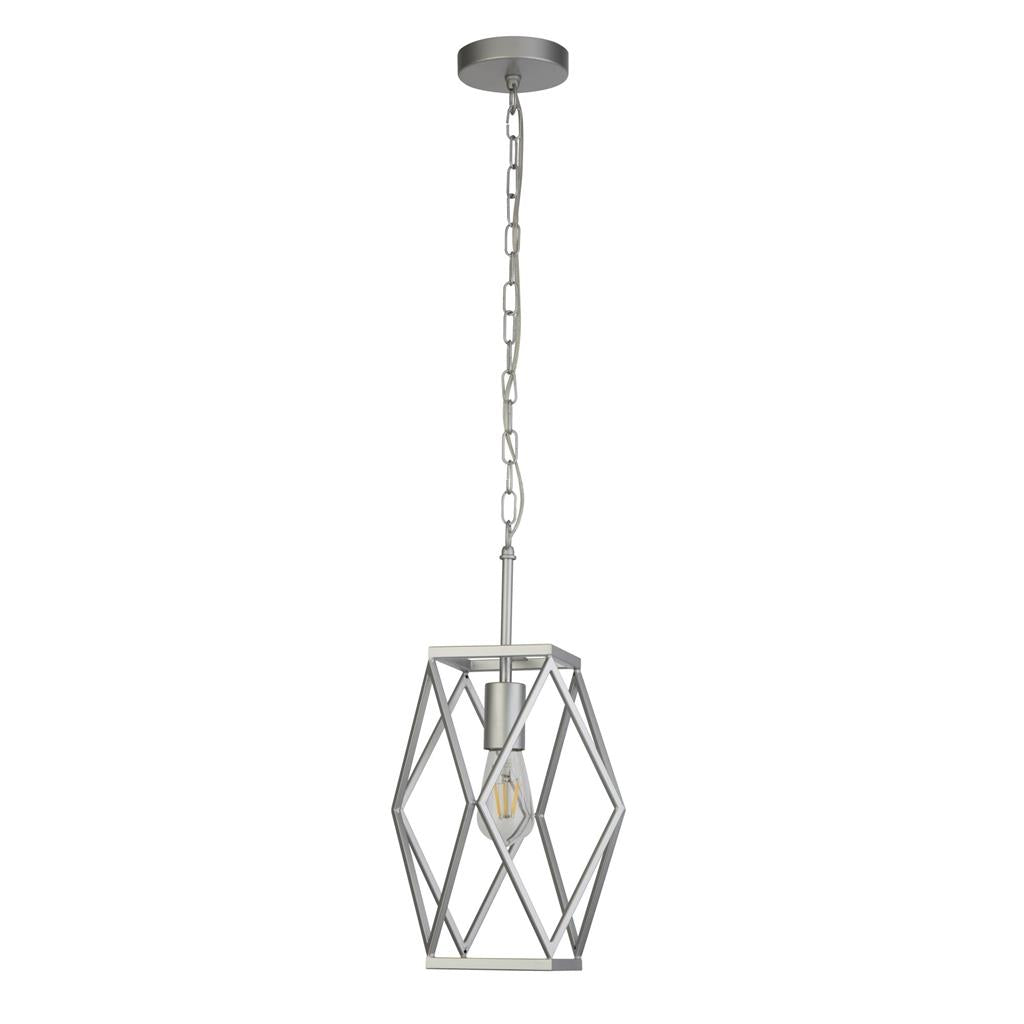 Dart 1Lt Pendant Ceiling Light Satin Silver - Comet Lighting