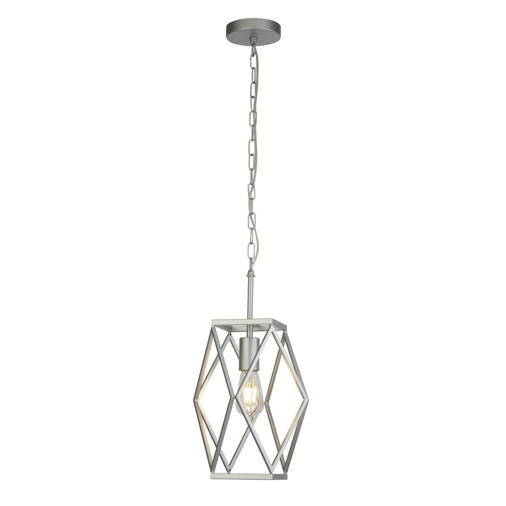 Dart 1Lt Pendant Ceiling Light Satin Silver - Comet Lighting