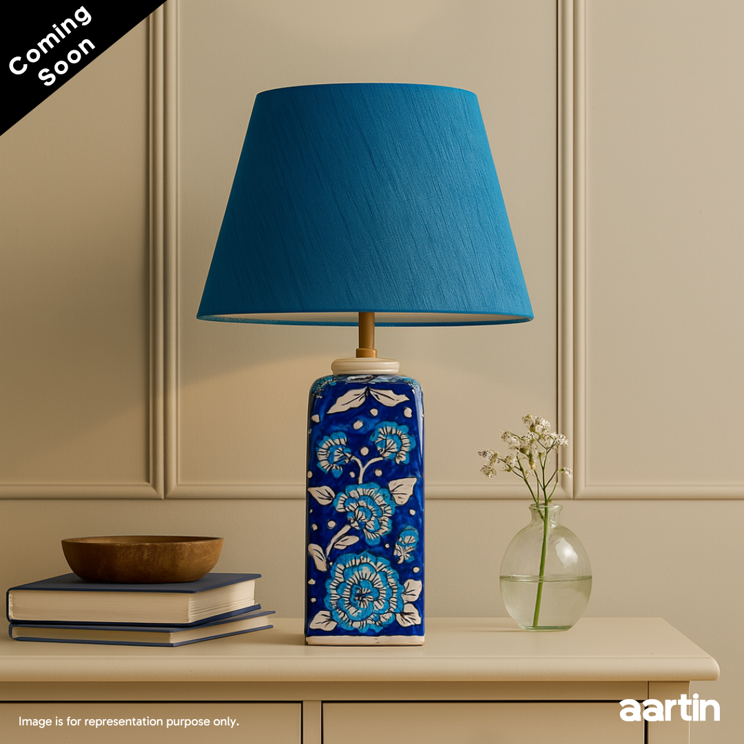 AARTIN MAPLE TABLE LAMP IN CERAMIC WITH BLUE WHITE HAND PAINTED DESIGN (BASE ONLY)