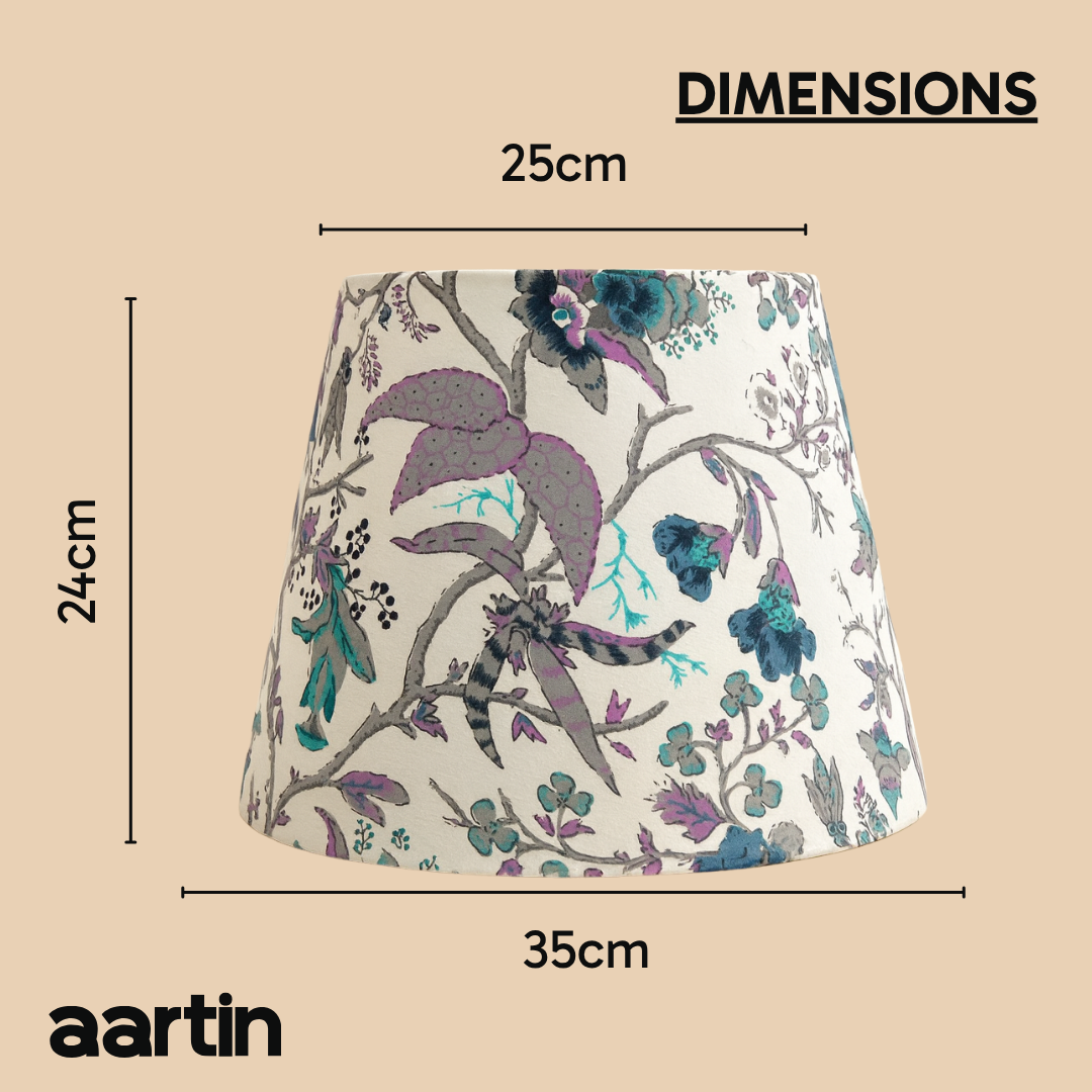 AARTIN 35 CM GREY LILAC BLOOMS STRAIGHT EMPIRE ROLLED LAMPSHADE IN COTTON