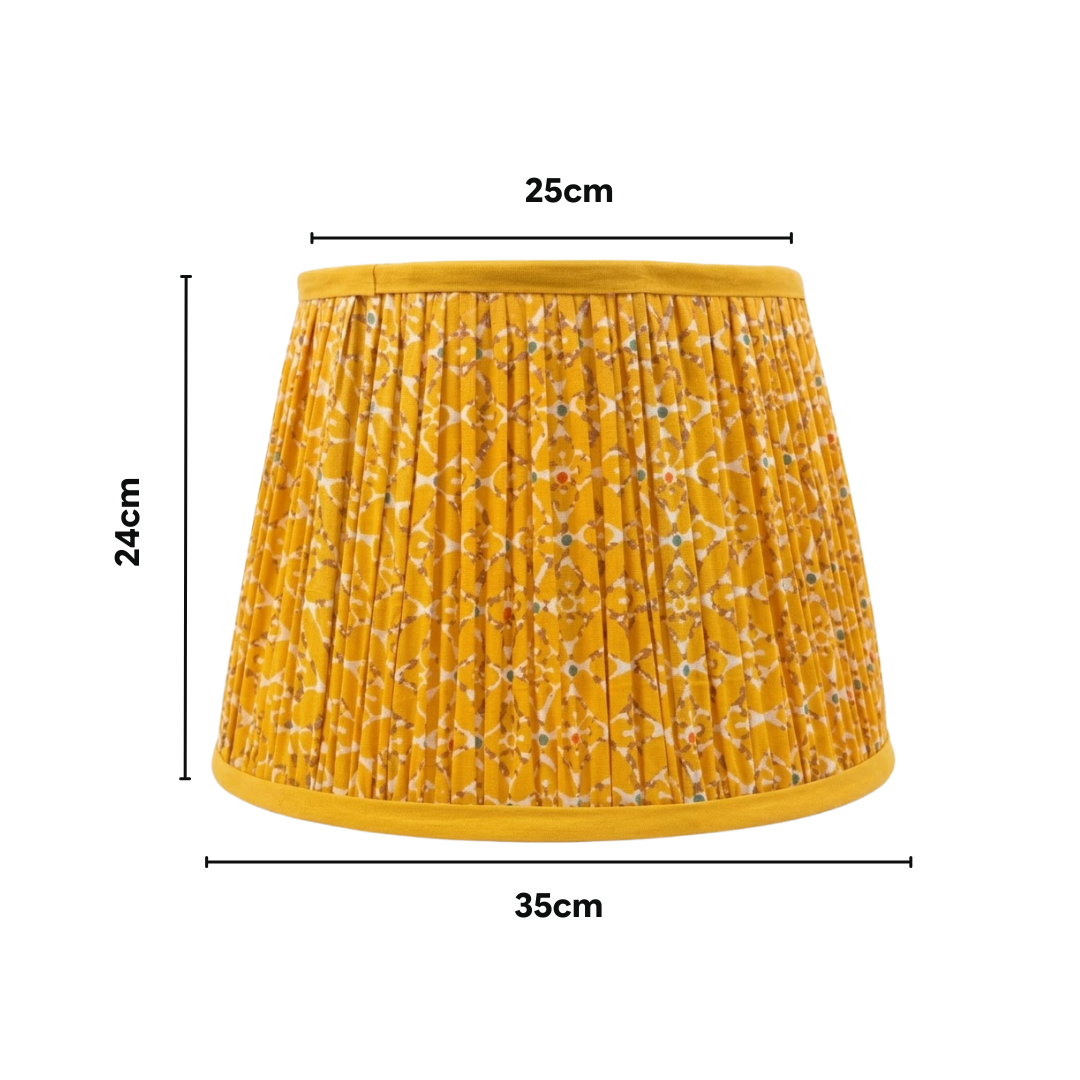 AARTIN 35 CM Golden Circuit Cotton Gathered Lampshade - Straight Empire ( Shade Only )