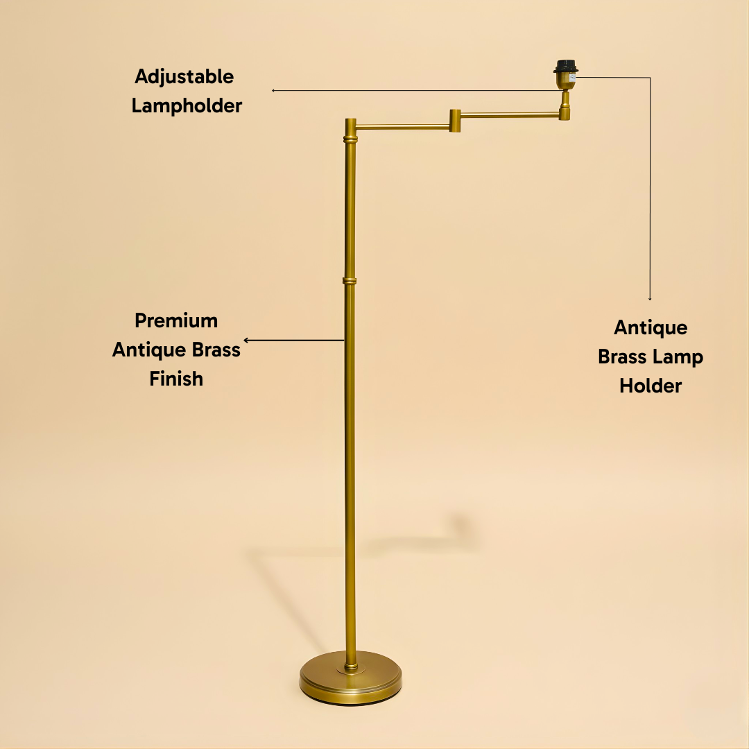 AARTIN ALPHA FLOOR LAMP IN ANTIQUE BRASS (BASE ONLY)
