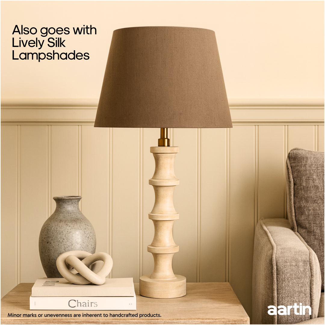 AARTIN NOVA TABLE LAMP IN WOOD WITH WHITEWASH FINISH (BASE ONLY)