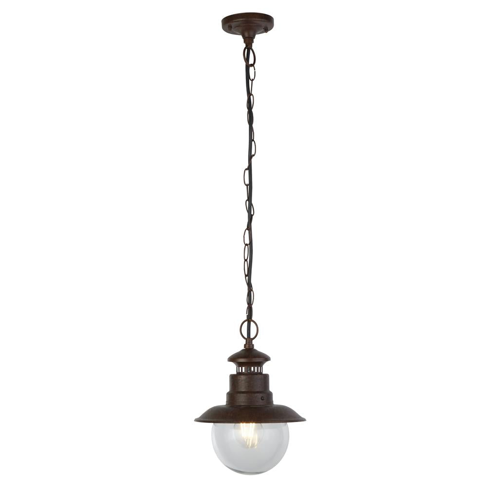 Wooton 1Lt Outdoor Pendant - Rustic Brown - Comet Lighting