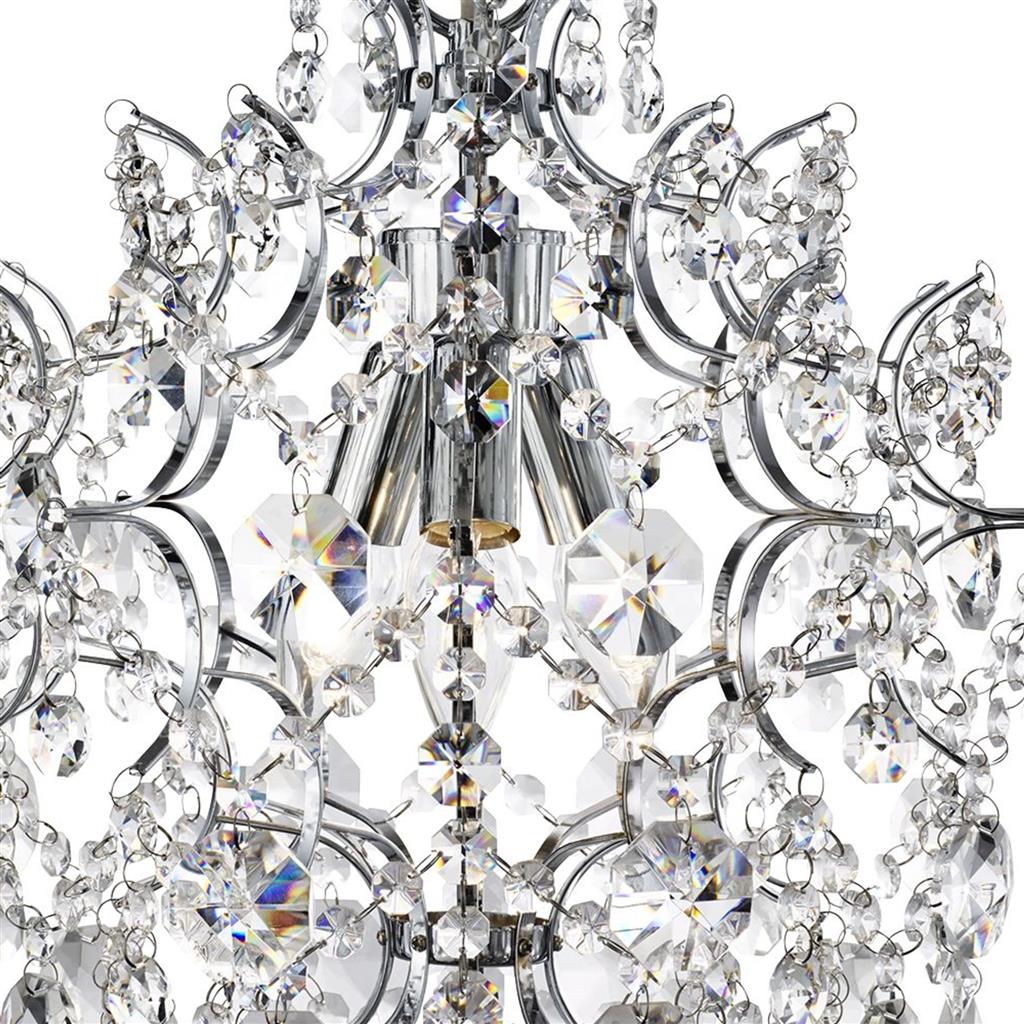 Harrietta 3Lt Pendant - Chrome Metal & Clear Crystal