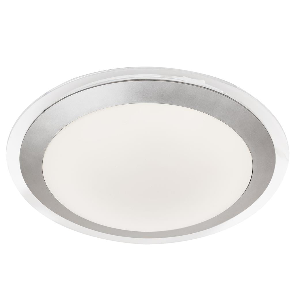 Chester LED Bathroom Flush - Acrylic & Silver Metal, IP44 - Comet Lighting