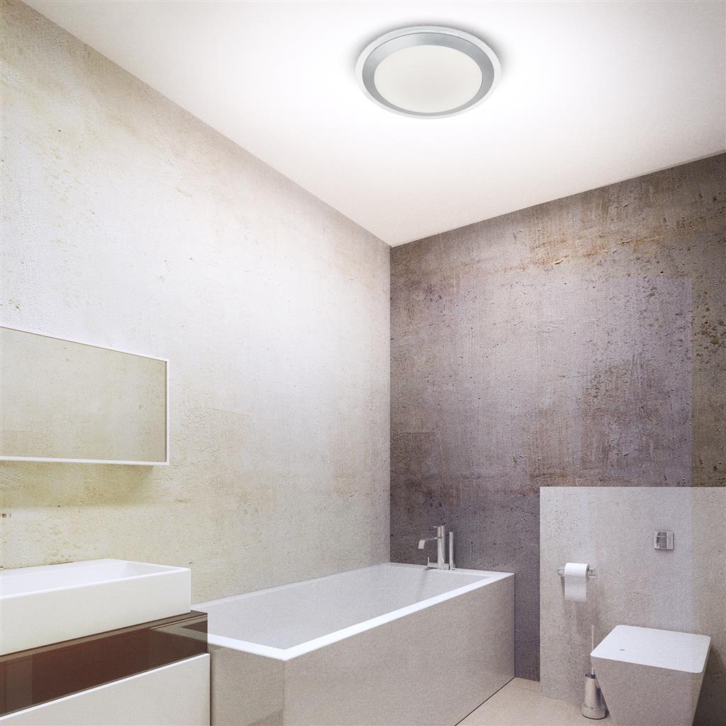 Chester LED Bathroom Flush - Acrylic & Silver Metal, IP44 - Comet Lighting