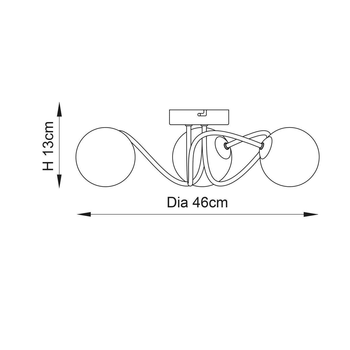 Auria 3-Light Semi Flush Ceiling Light Chrome - Comet Lighting