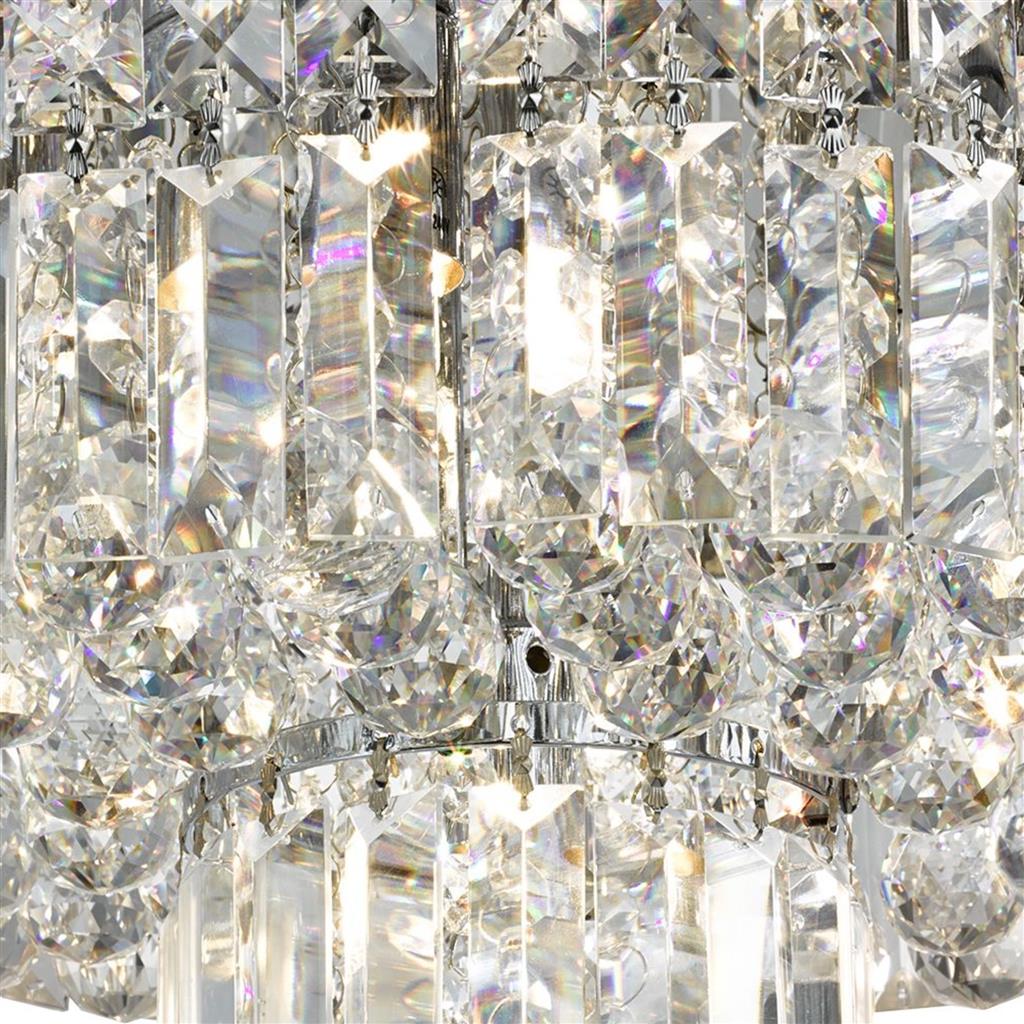 Hayley 5Lt Flush - Chrome, Crystal Coffin & Ball Drops - Comet Lighting