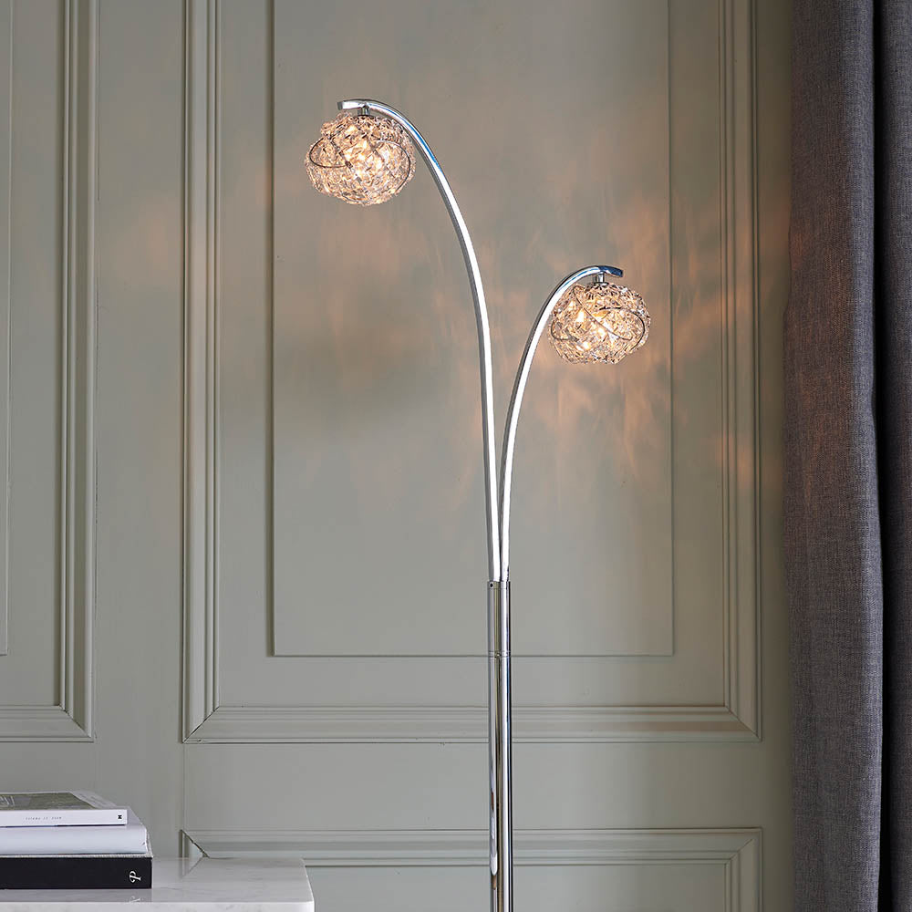 Talia 2-Light Floor Lamp Chrome - Comet Lighting