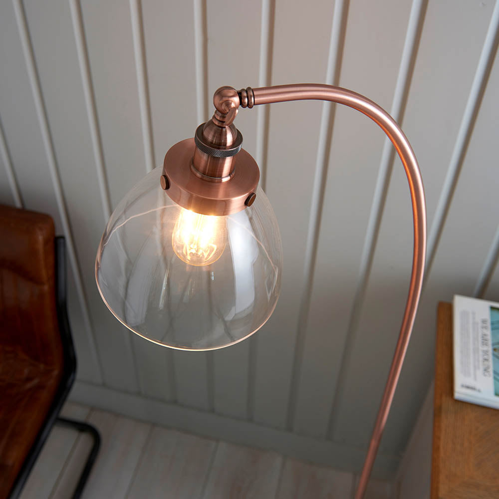 Hansen Task Floor Lamp Aged Copper - Comet Lighting