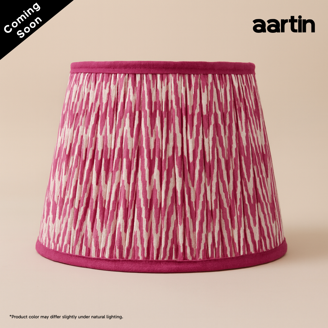 AARTIN 35 CM PINK CHEVRONS STRAIGHT EMPIRE GATHERED LAMPSHADE IN COTTON