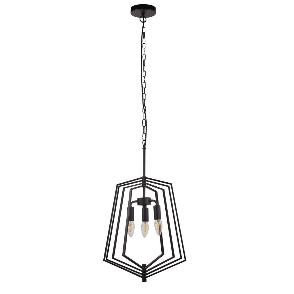 Merrifield 3Lt Small pendant Ceiling Light Black - Comet Lighting