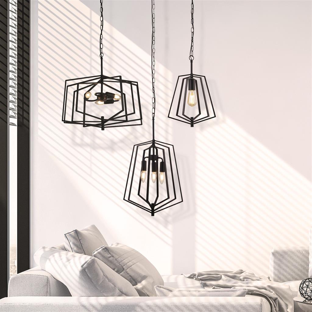 Merrifield 3Lt Small pendant Ceiling Light Black - Comet Lighting