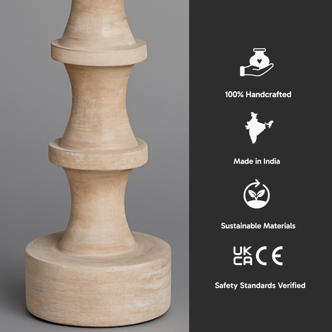 AARTIN NOVA TABLE LAMP IN WOOD WITH WHITEWASH FINISH (BASE ONLY)