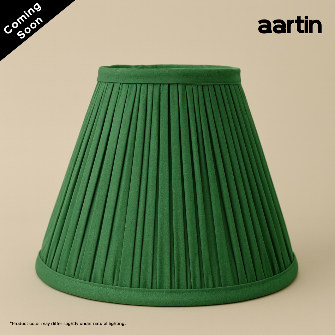 AARTIN EMPIRE GATHERED LAMPSHADE IN GREEN SILK