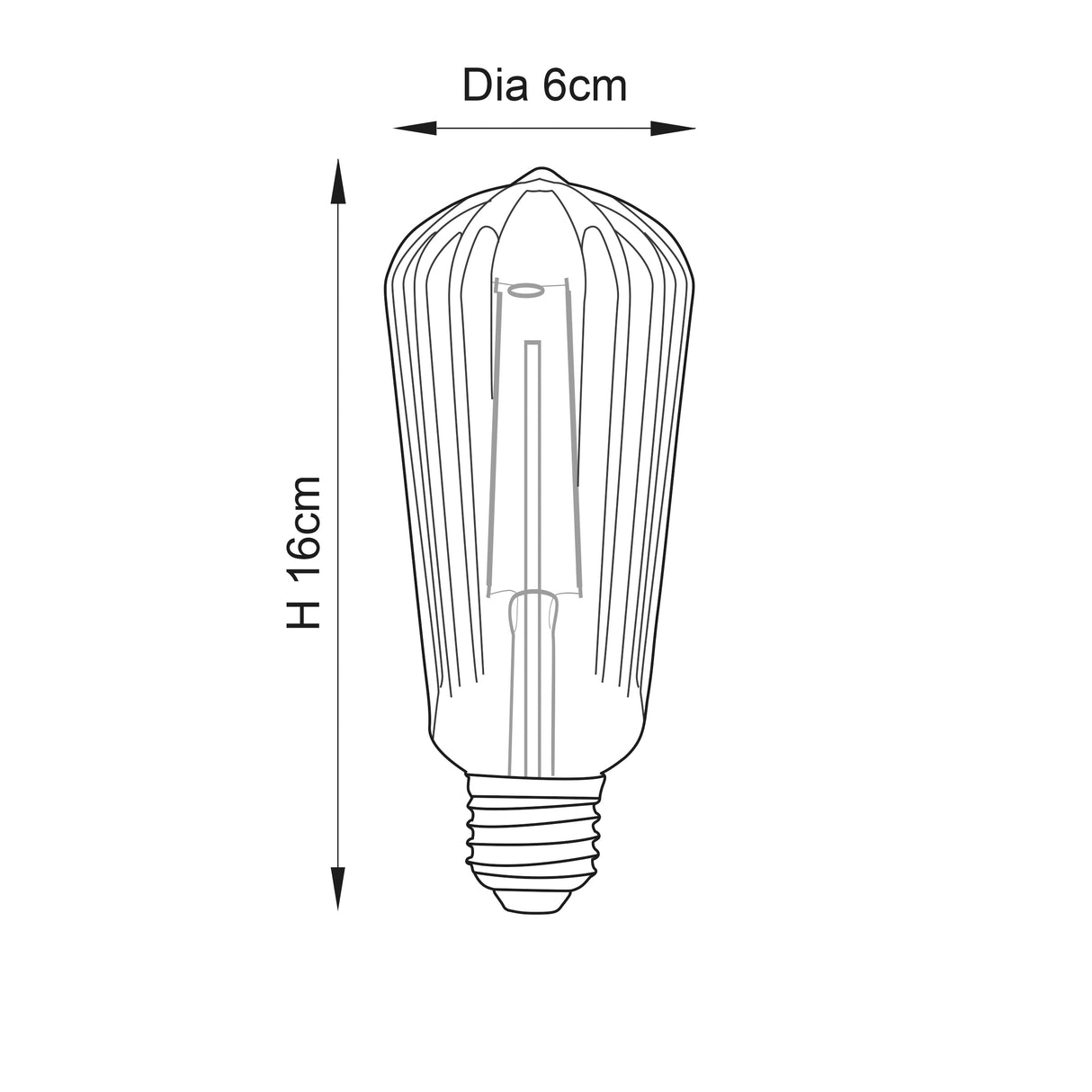 Endon E27 LED Filament Ribbed Pear Shaped 4w 2200k 450lm - Comet Lighting