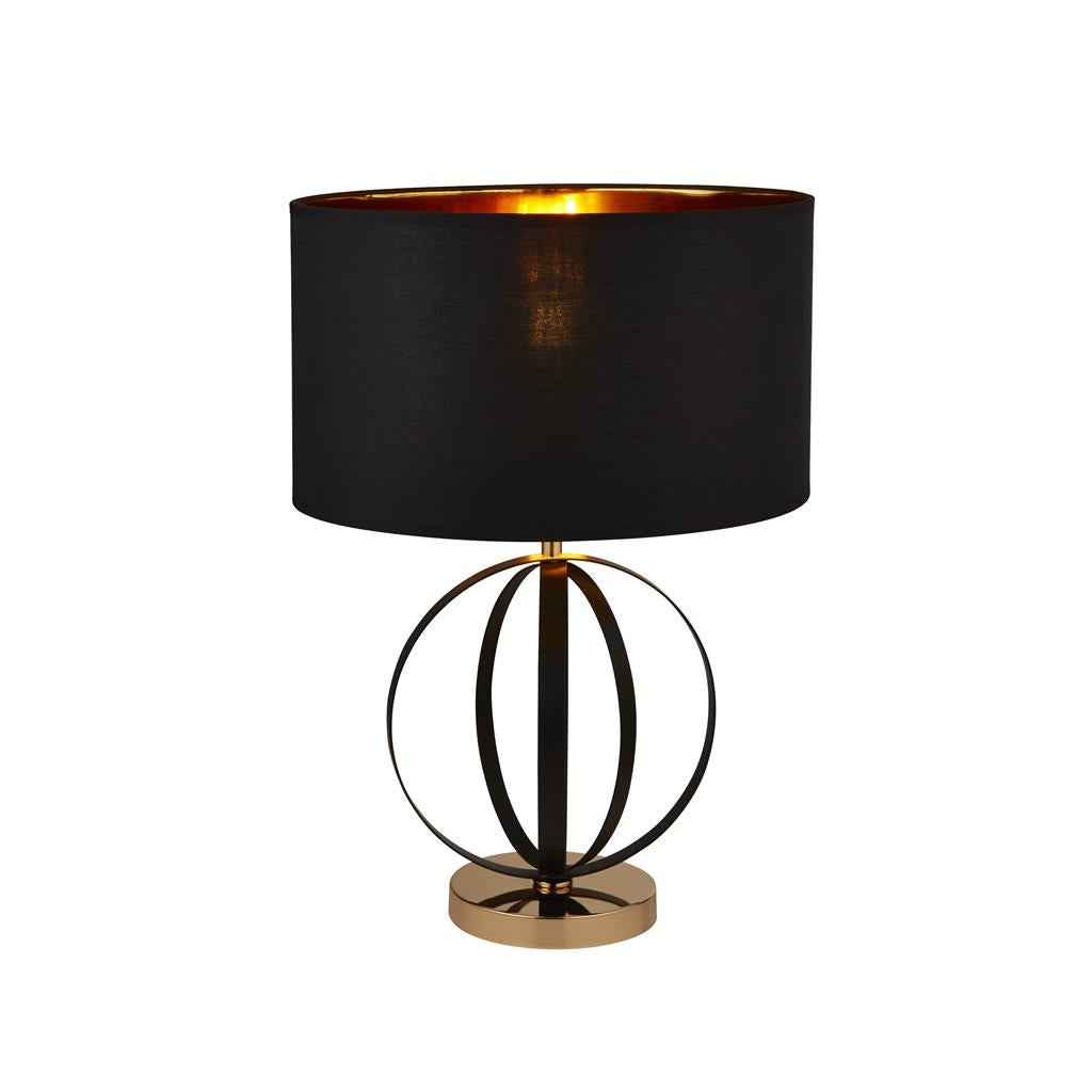 Tableau Table Lamp Black/Gold w/ Black Shade - Comet Lighting