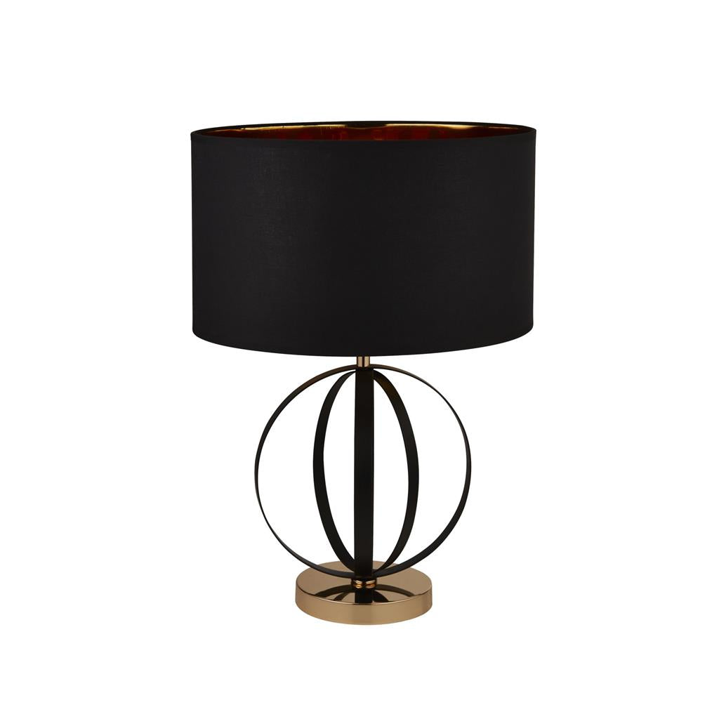 Tableau Table Lamp Black/Gold w/ Black Shade - Comet Lighting