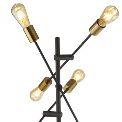 Searchlight Armstrong 6Lt Floor Lamp Black And Satin Brass - Comet Lighting