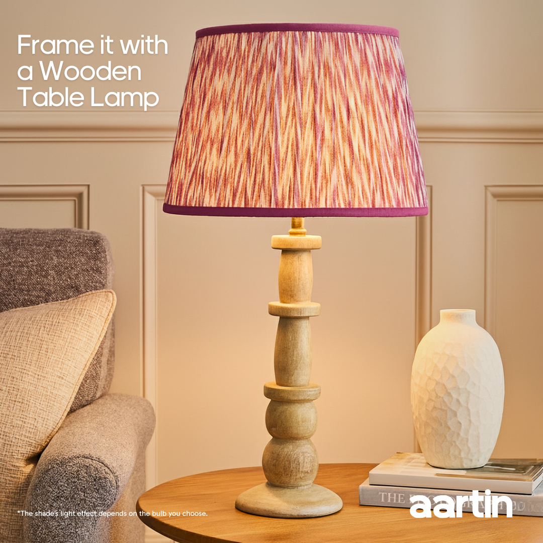 AARTIN 35 CM PINK CHEVRONS STRAIGHT EMPIRE GATHERED LAMPSHADE IN COTTON