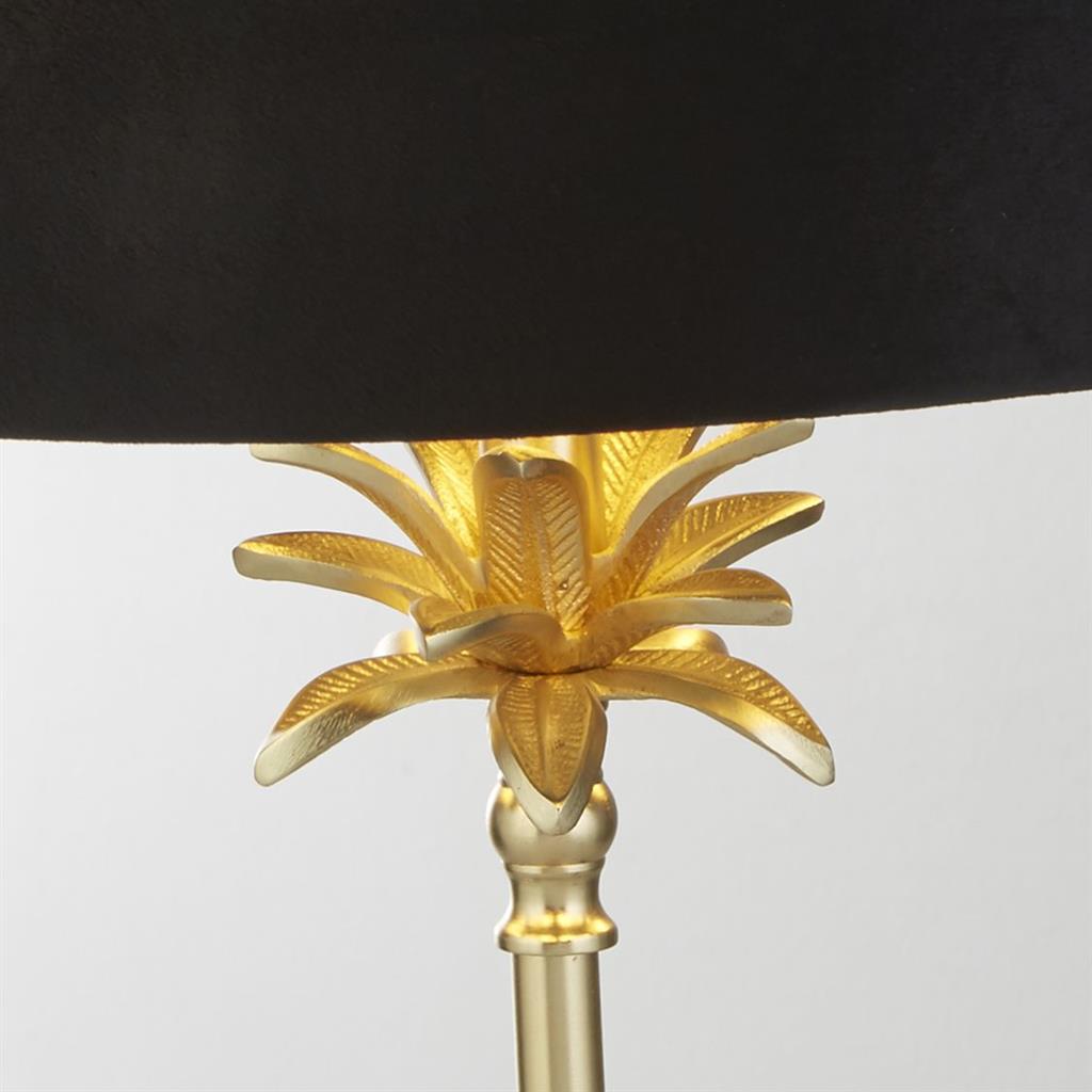 Palm Table Lamp - Satin Brass & Black Velvet Shade