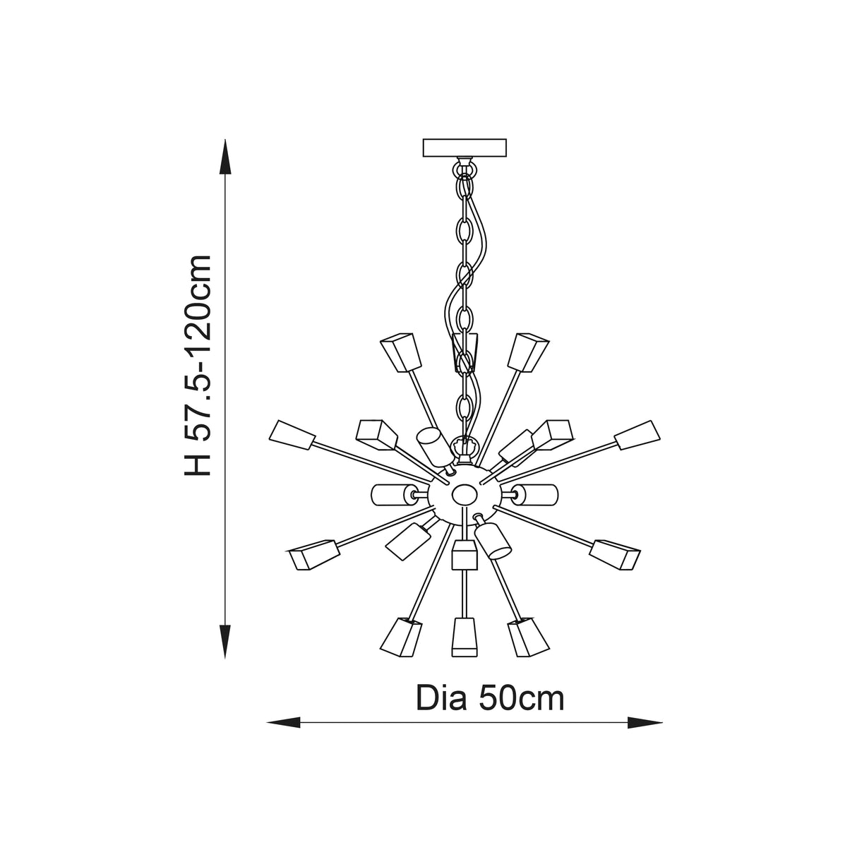 Miro 9-Light Pendant Ceiling Light Satin Nickel - Comet Lighting