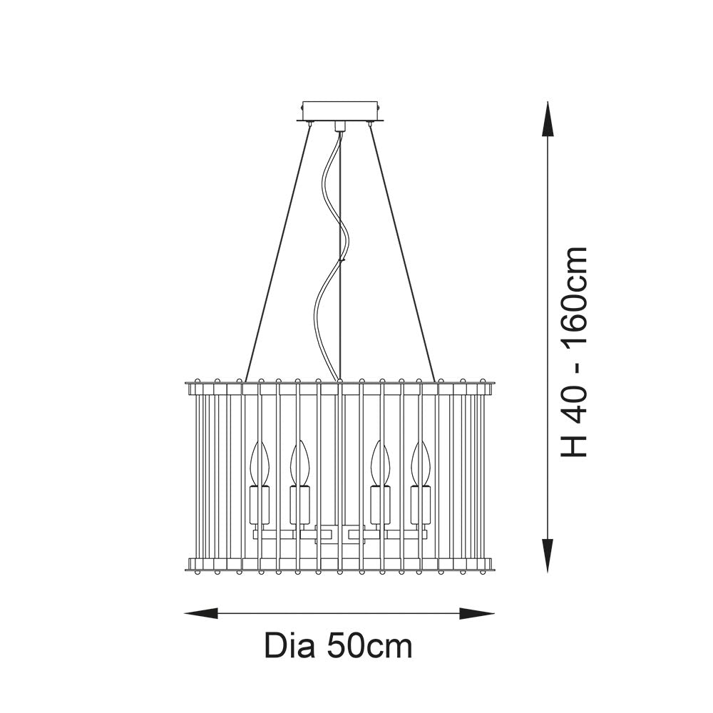 Cam 6Lt Pendant Ceiling Light Matt Gold Finish & Clear Ribbed Glass - Comet Lighting