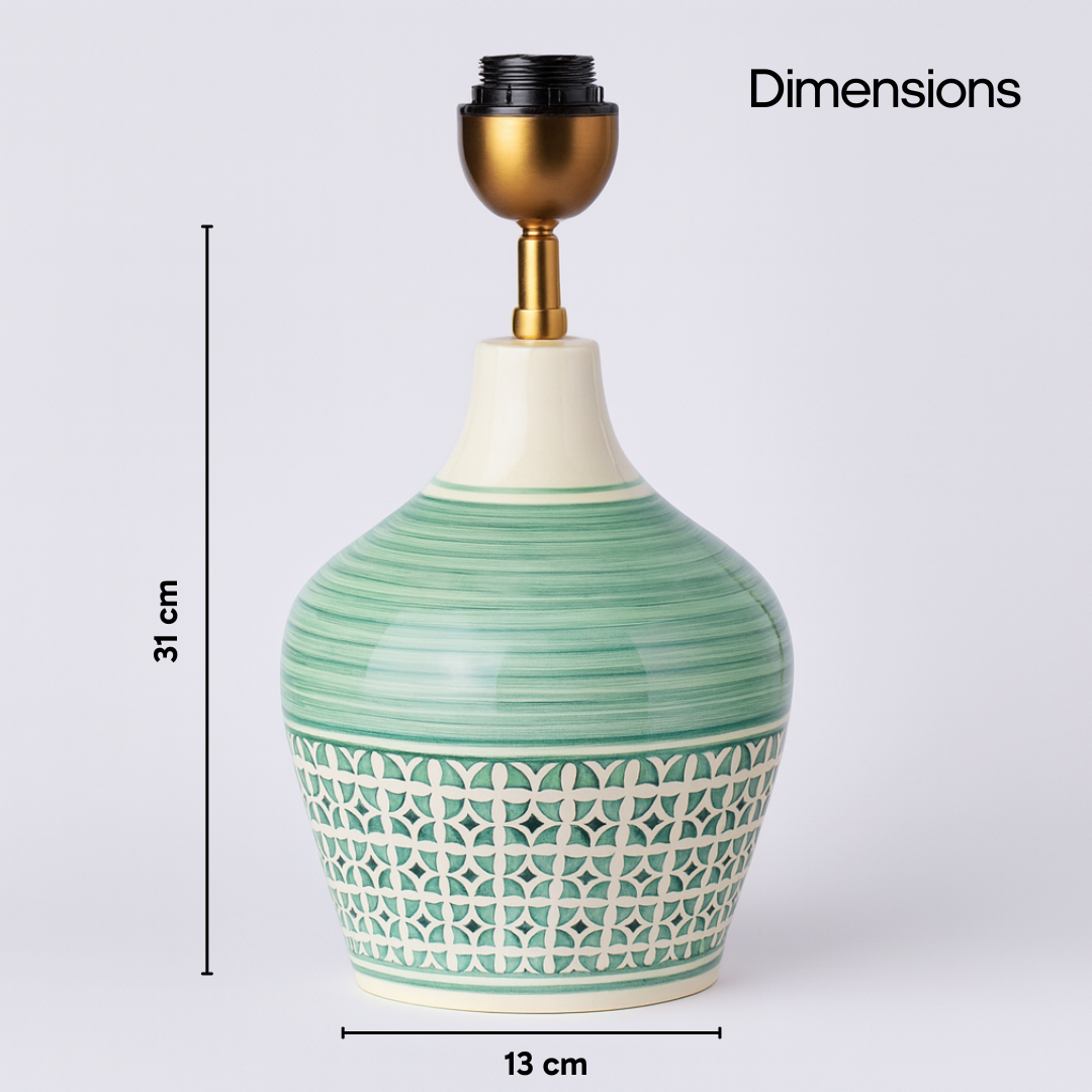 AARTIN EDEN TABLE LAMP IN CERAMIC WITH GLAZED GREEN PATTERN (BASE ONLY)