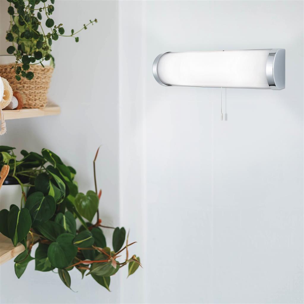 Searchlight Chrome 2 Light Wall Bracket White Glass Tube - Comet Lighting