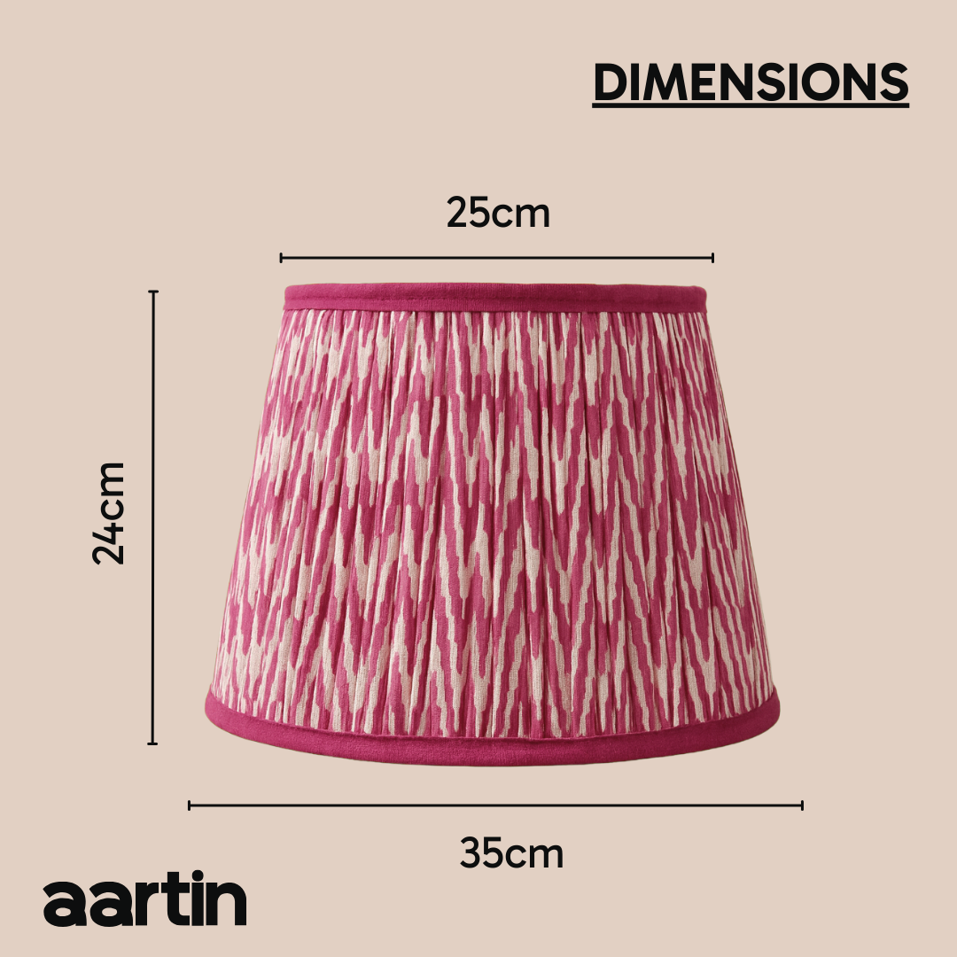 AARTIN 35 CM PINK CHEVRONS STRAIGHT EMPIRE GATHERED LAMPSHADE IN COTTON