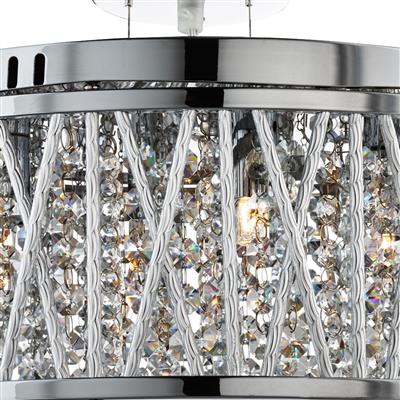 Searchlight Elise Chrome 5 Light Fitting Crystal Button Drops - Comet Lighting
