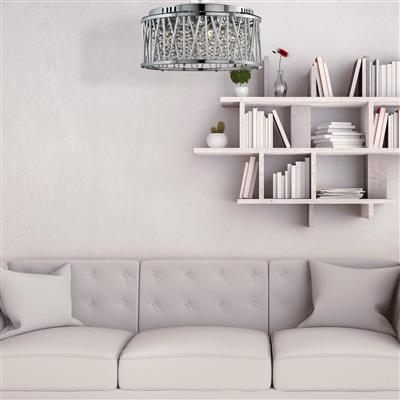 Searchlight Elise Chrome 5 Light Fitting Crystal Button Drops - Comet Lighting