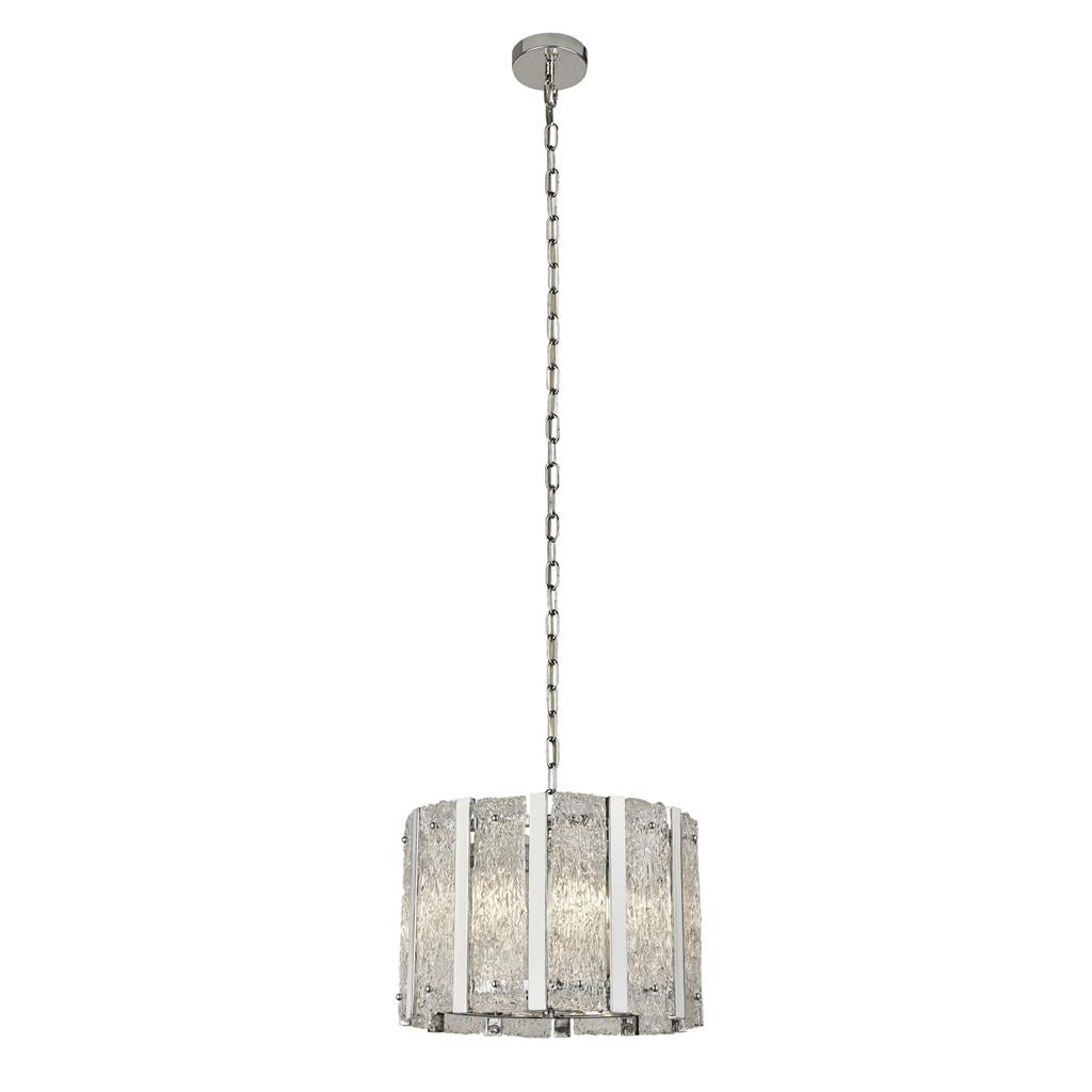 Illogan 5Lt Pendant Ceiling Light Satin Silver - Comet Lighting